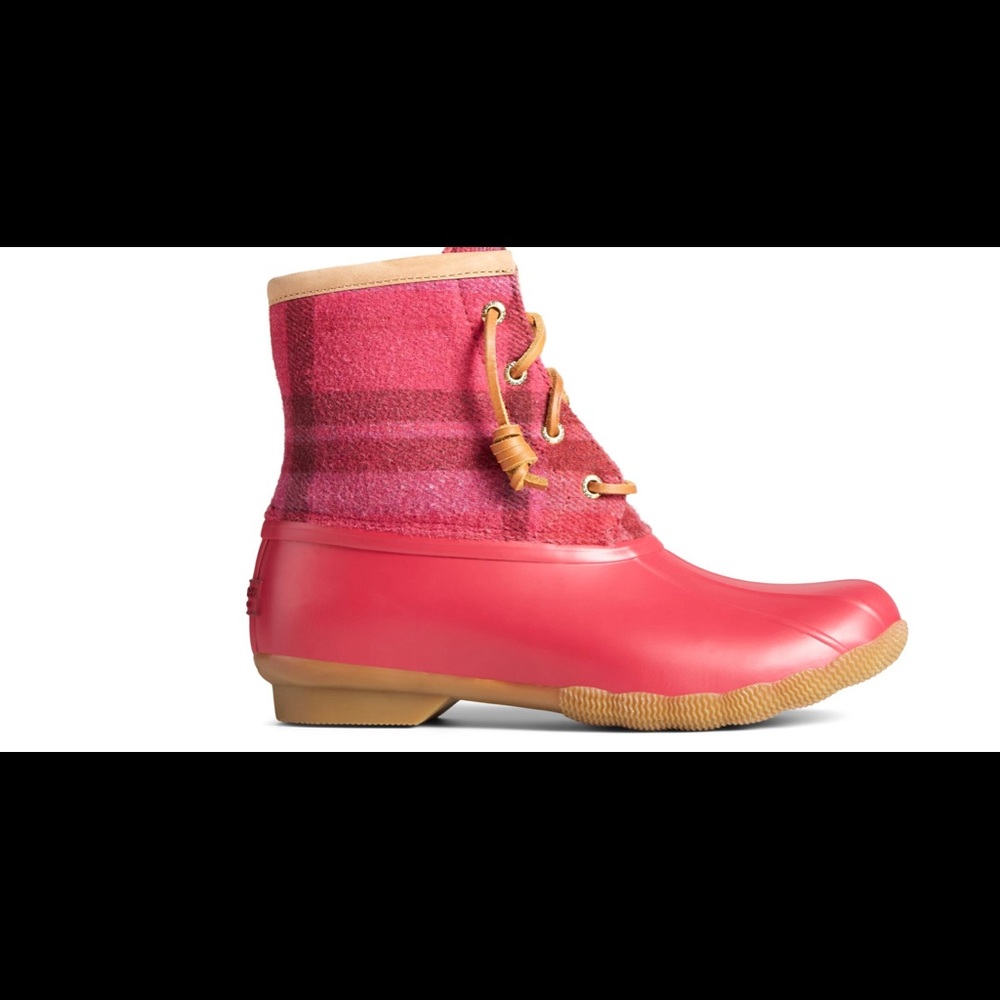 Sperry-Red-Saltwater Plaid Wool Duck Boot - Picture 6 of 6